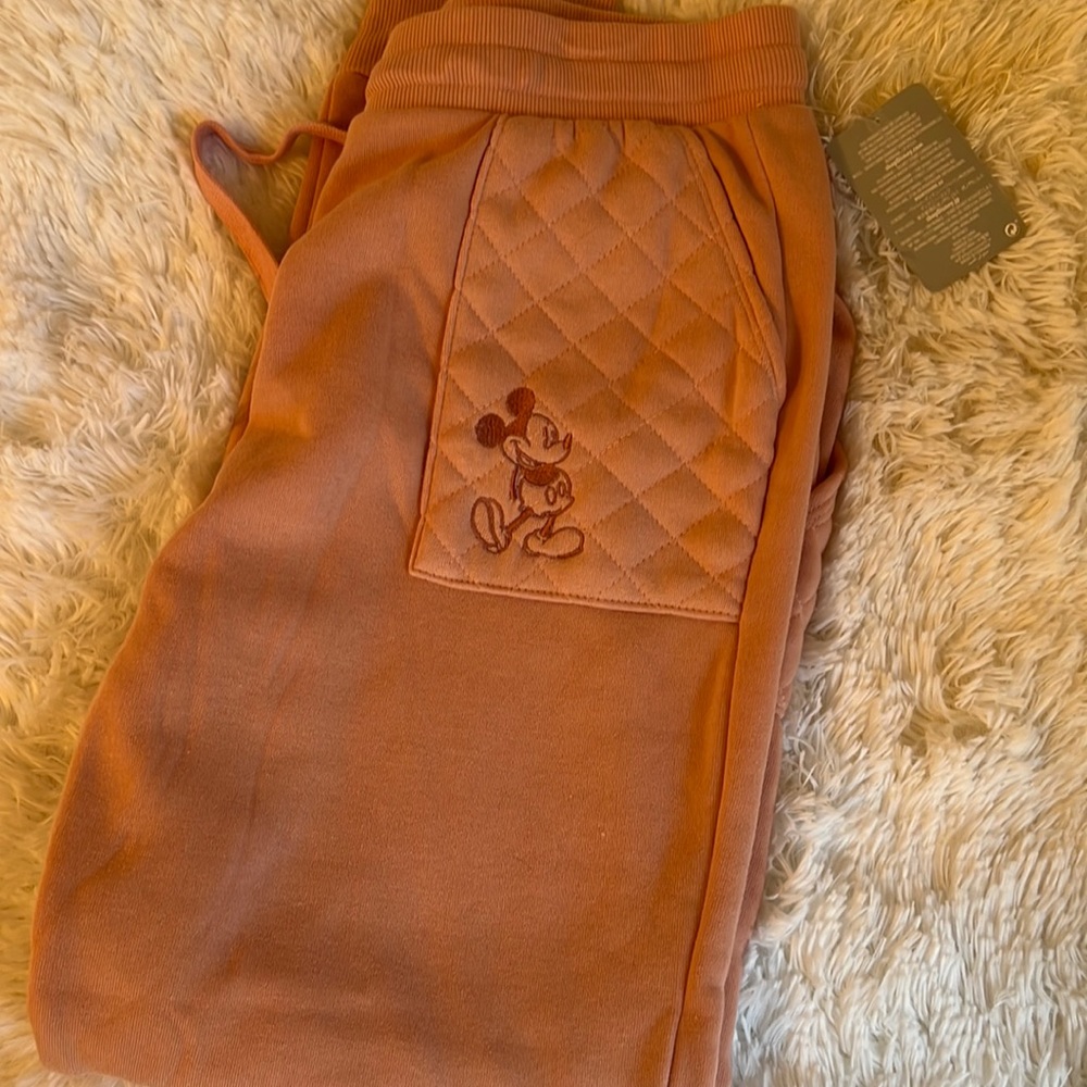 Disney Parks Mickey Mouse Quilted Jogger Sweats NWT Pink